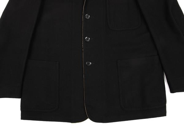 Yohji Yamamoto POUR HOMME Black Wool Patch Jacket Size 3