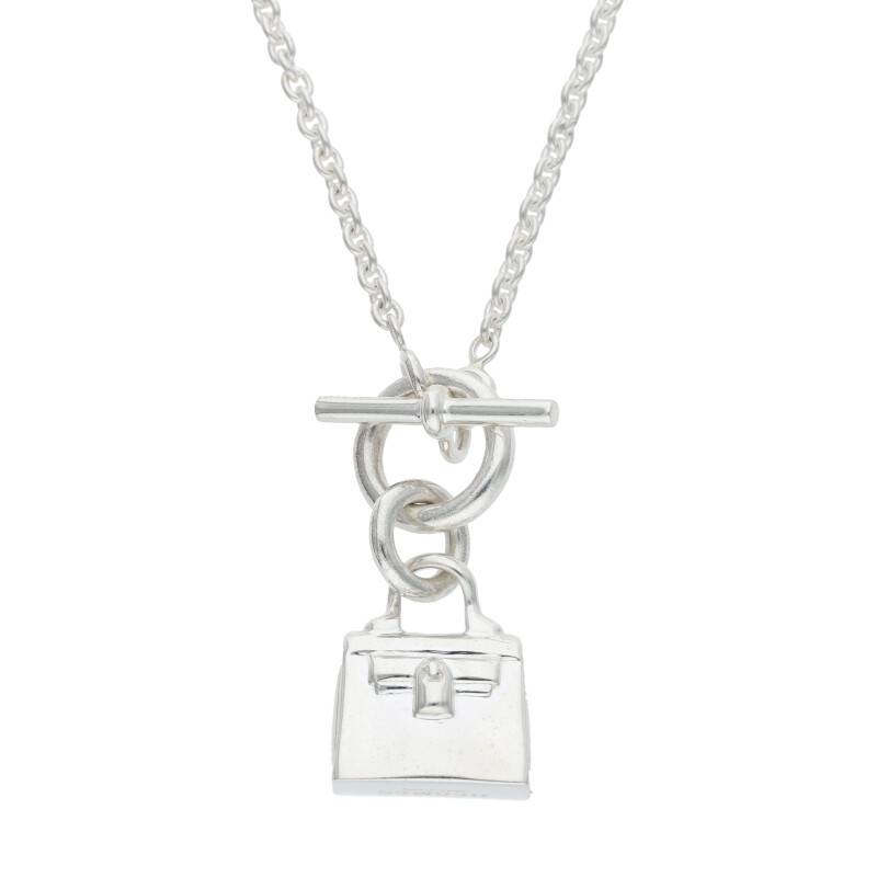 HERMES Amulette Kelly Silver Necklace Size ONE SIZE