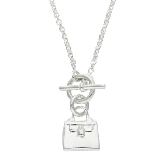 HERMES Amulette Kelly Silver Necklace Size ONE SIZE