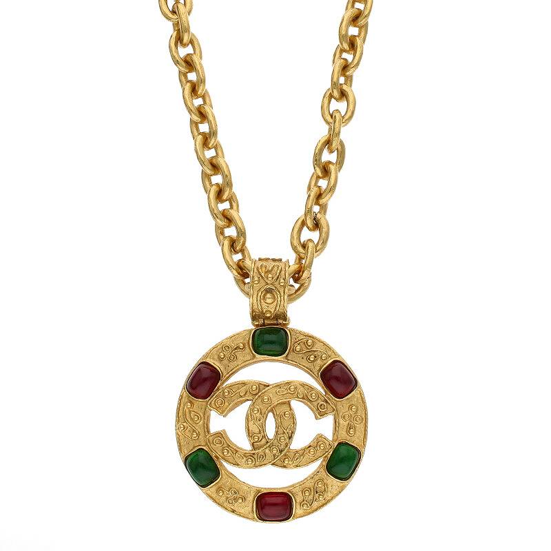 CHANEL Coco Gripoix Color Stone Necklace Multi Size ONE SIZE