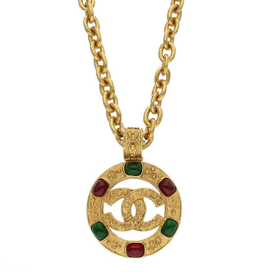 CHANEL Coco Gripoix Color Stone Necklace Multi Size ONE SIZE