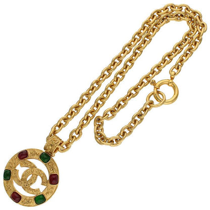CHANEL Coco Gripoix Color Stone Necklace Multi Size ONE SIZE