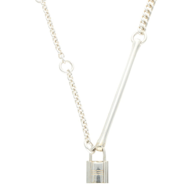 HERMES Padlock 925 Silver Chain Necklace Size ONE SIZE