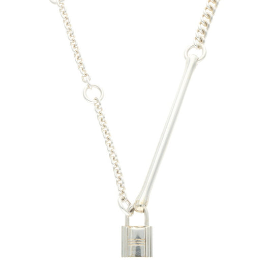 HERMES Padlock 925 Silver Chain Necklace Size ONE SIZE