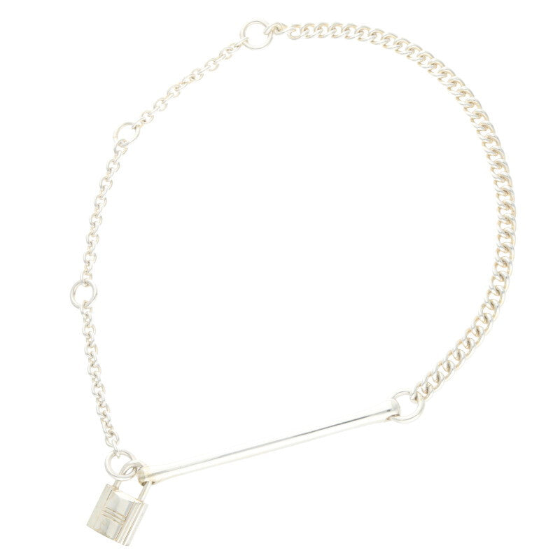 HERMES Padlock 925 Silver Chain Necklace Size ONE SIZE