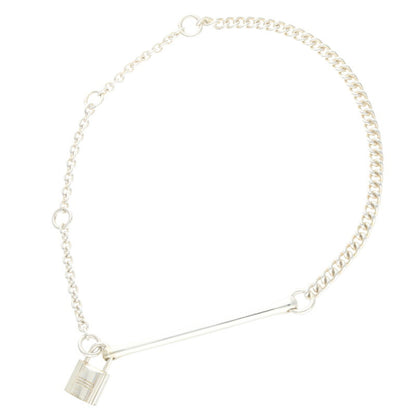 HERMES Padlock 925 Silver Chain Necklace Size ONE SIZE