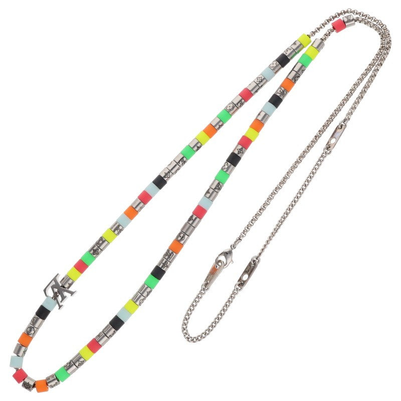 Louis Vuitton LV logo beads Necklace (Silver 19.21g)
