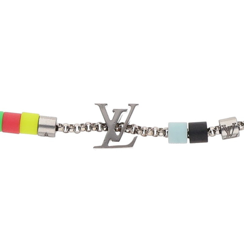Louis Vuitton LV logo beads Necklace (Silver 19.21g)