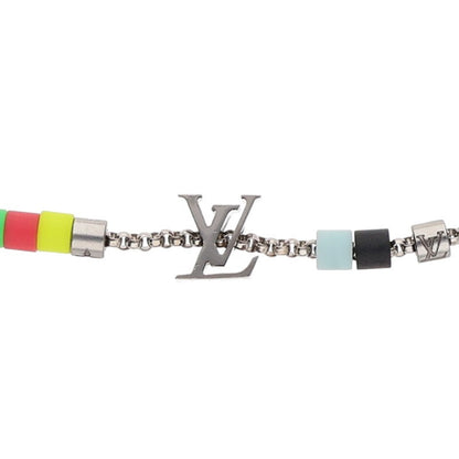Louis Vuitton LV logo beads Necklace (Silver 19.21g)