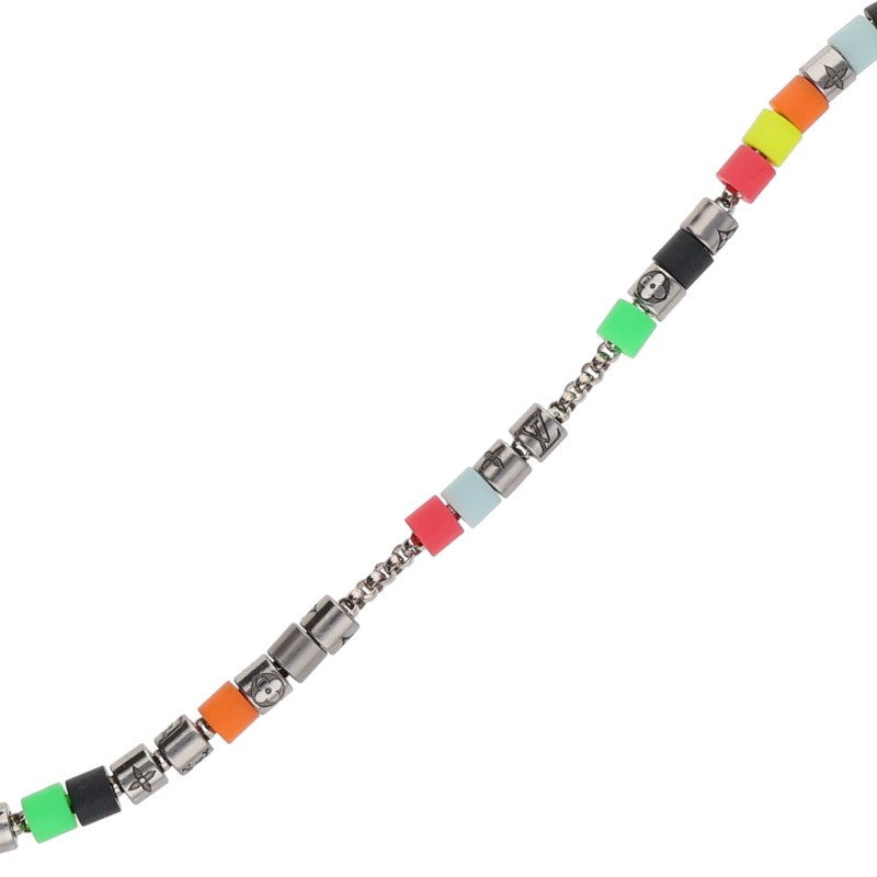 Louis Vuitton LV logo beads Necklace (Silver 19.21g)
