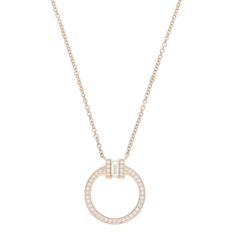 TIFFANY&Co. T Diamond K18PG Pave Necklace Size ONE SIZE
