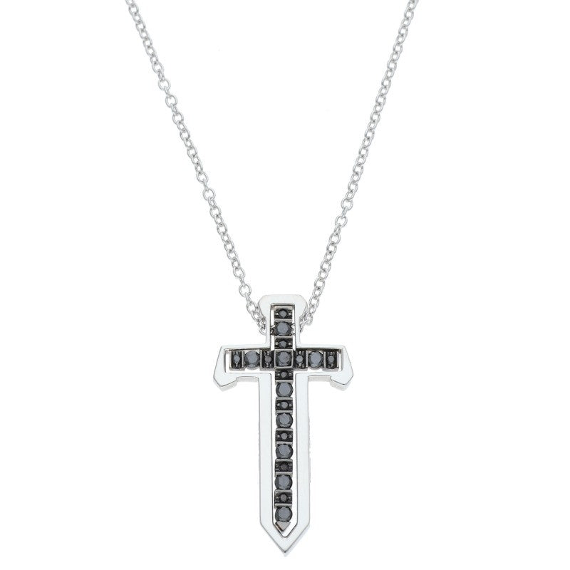 DAMIANI Spada 18K WG Black Diamond Necklace Size ONE SIZE