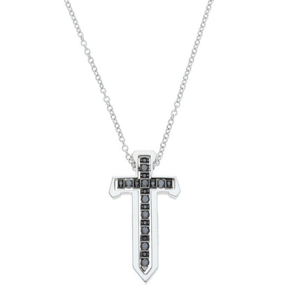DAMIANI Spada 18K WG Black Diamond Necklace Size ONE SIZE