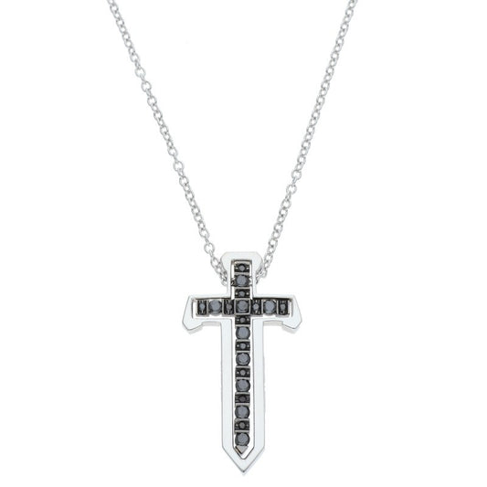 DAMIANI Spada 18K WG Black Diamond Necklace Size ONE SIZE