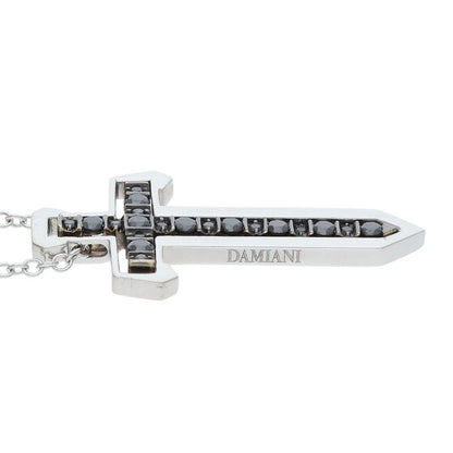 DAMIANI Spada 18K WG Black Diamond Necklace Size ONE SIZE