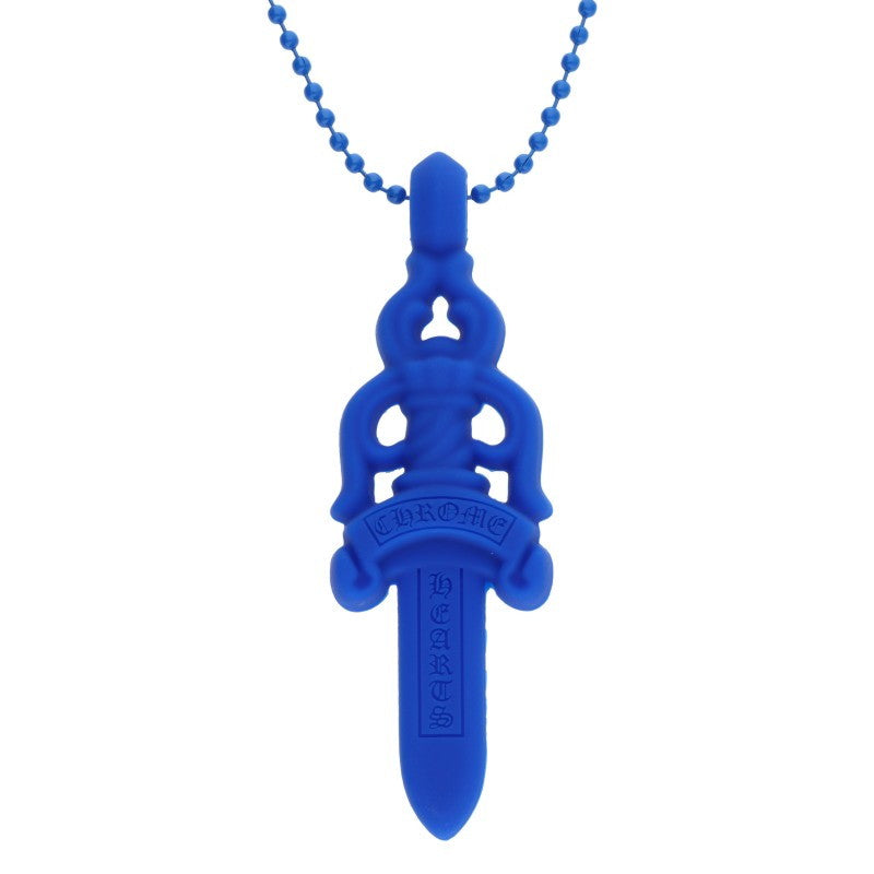 Chrome Hearts Large Rubber Dagger Blue (Silver 10.91g)