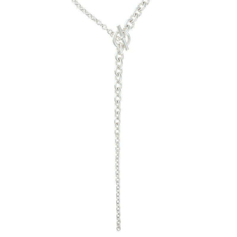 HERMES Crescendo Long Silver Necklace Size ONE SIZE