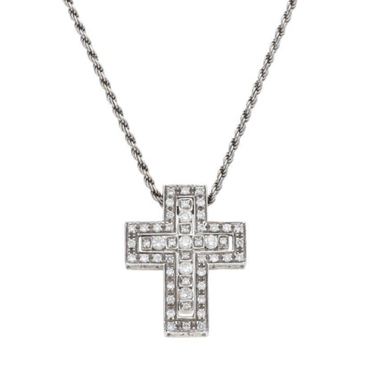 DAMIANI Belle Epoque XS 18K WG Diamond Cross Size ONE SIZE