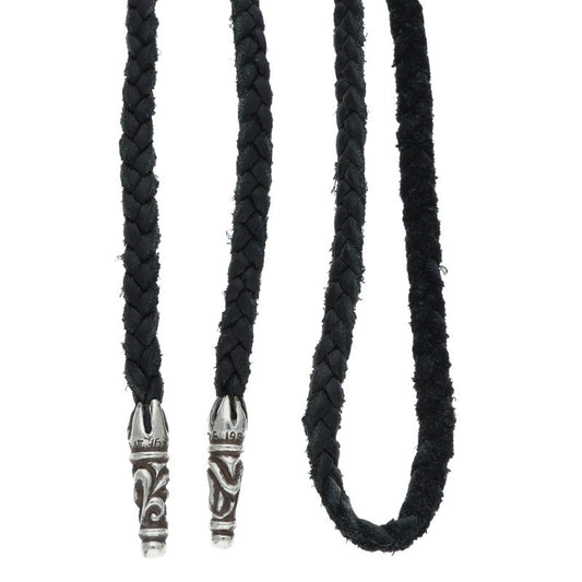 Chrome Hearts Scrolled leather trim Silver necklace Black x Silver (Silver 11.73g)