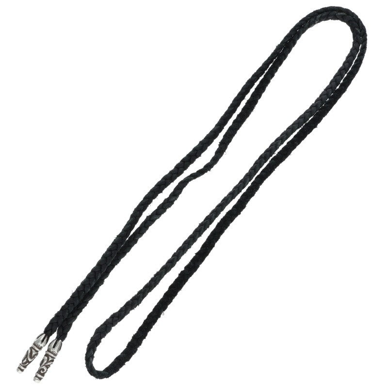 Chrome Hearts Scrolled leather trim Silver necklace Black x Silver (Silver 11.73g)