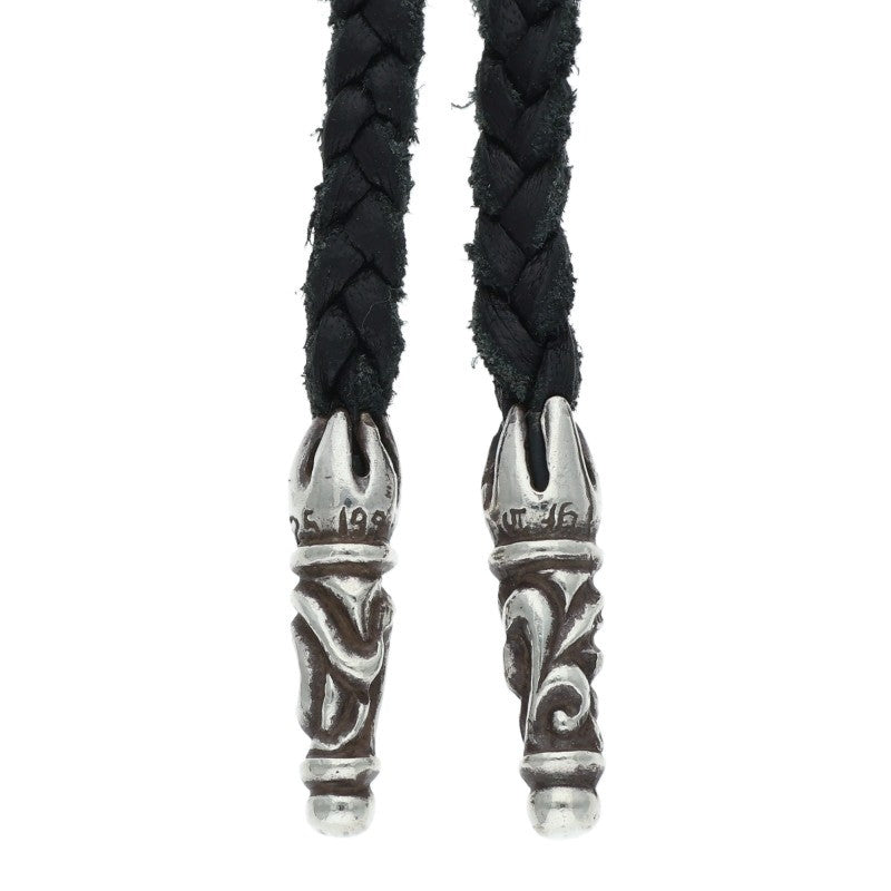 Chrome Hearts Scrolled leather trim Silver necklace Black x Silver (Silver 11.73g)