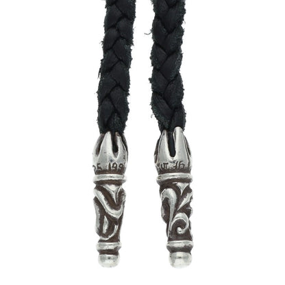 Chrome Hearts Scrolled leather trim Silver necklace Black x Silver (Silver 11.73g)