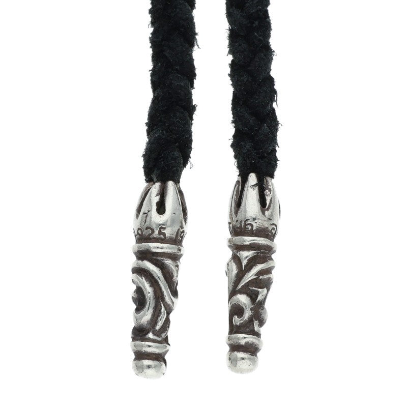 Chrome Hearts Scrolled leather trim Silver necklace Black x Silver (Silver 11.73g)