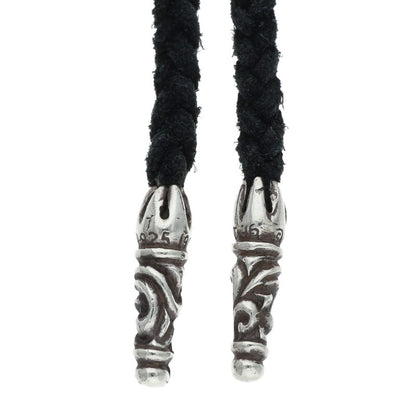 Chrome Hearts Scrolled leather trim Silver necklace Black x Silver (Silver 11.73g)