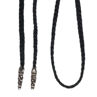 Chrome Hearts Scrolled leather braid necklace Black x Silver (Silver 10.93g)