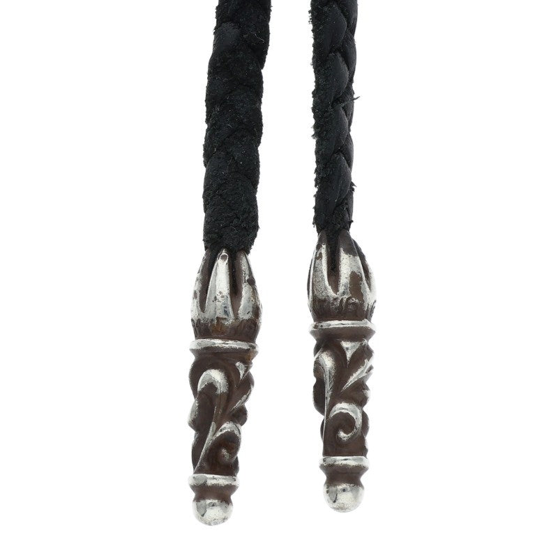 Chrome Hearts Scrolled leather braid necklace Black x Silver (Silver 10.93g)
