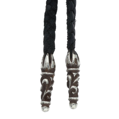 Chrome Hearts Scrolled leather braid necklace Black x Silver (Silver 10.93g)