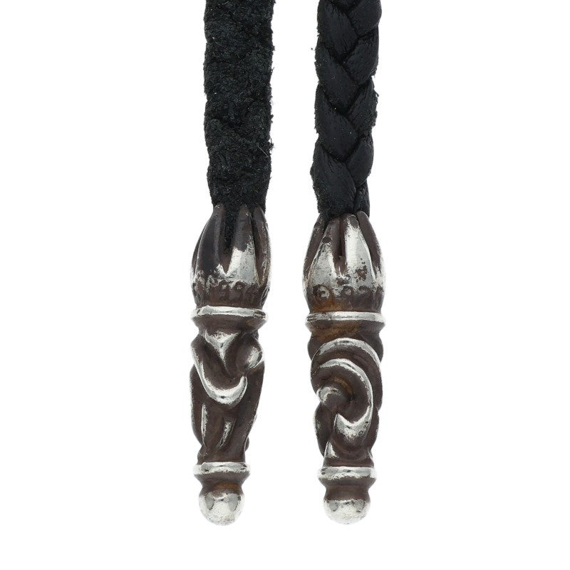 Chrome Hearts Scrolled leather braid necklace Black x Silver (Silver 10.93g)