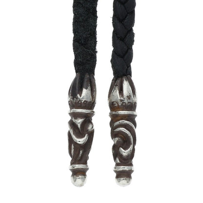 Chrome Hearts Scrolled leather braid necklace Black x Silver (Silver 10.93g)