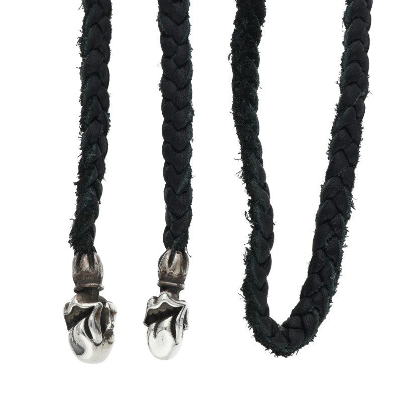 Chrome Hearts Lip and Tongue Leather Strap Silver x Black (Silver 17.34g)
