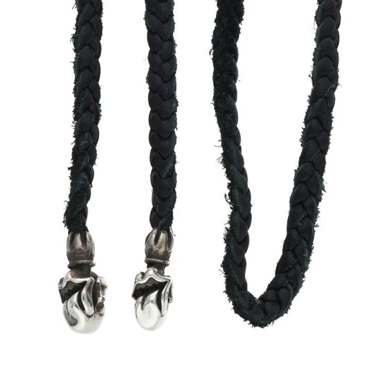 Chrome Hearts Lip and Tongue Leather Strap Silver x Black (Silver 17.34g)