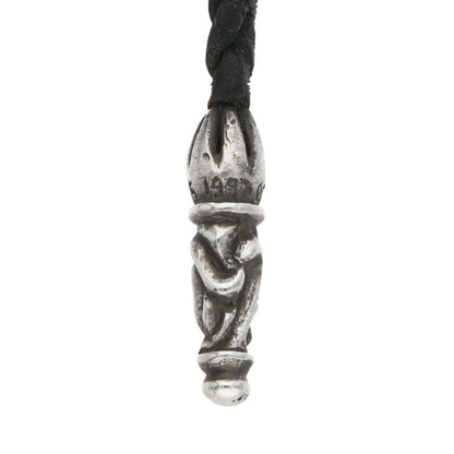 Chrome Hearts Scrolled leather strip Silver necklace Black x Silver (Silver 9.97g)