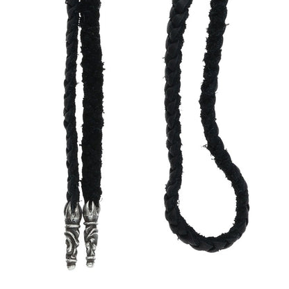 Chrome Hearts LEATHER BRAID Scroll Necklace (Silver 12.2g)