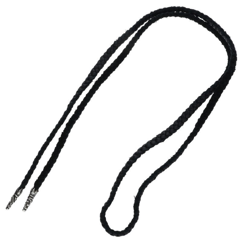 Chrome Hearts LEATHER BRAID Scroll Necklace (Silver 12.2g)
