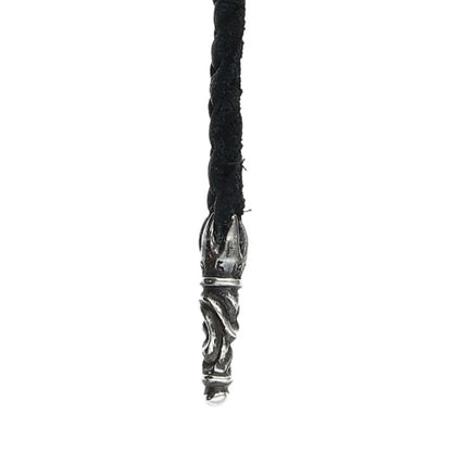 Chrome Hearts LEATHER BRAID Scroll Necklace (Silver 12.2g)