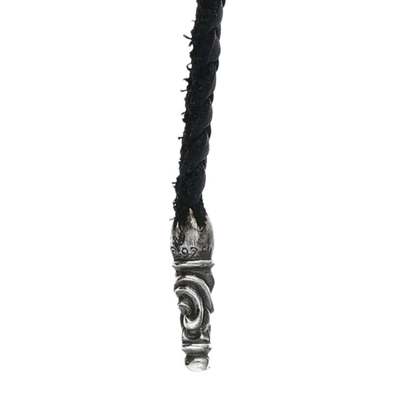 Chrome Hearts LEATHER BRAID Scroll Necklace (Silver 12.2g)