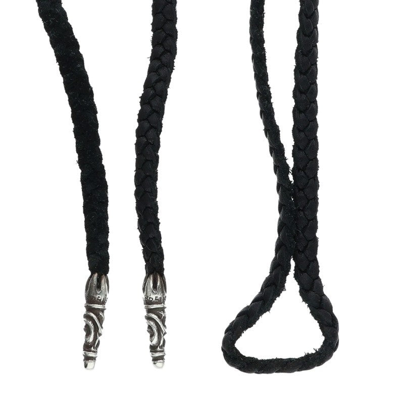 Chrome Hearts Scrolled leather braid Black x Silver (Silver 11.46g)