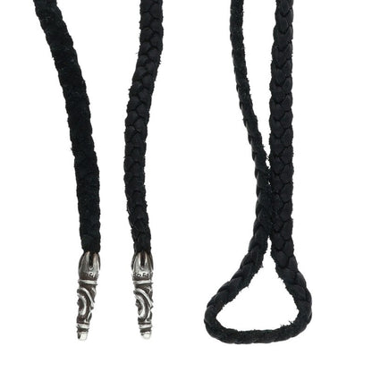 Chrome Hearts Scrolled leather braid Black x Silver (Silver 11.46g)