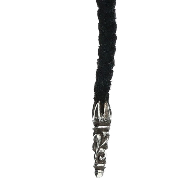 Chrome Hearts Scrolled leather braid Black x Silver (Silver 11.46g)