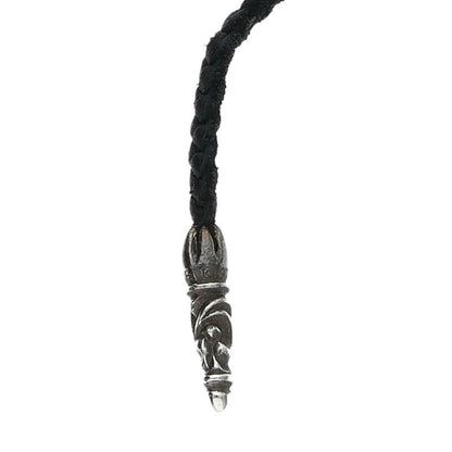 Chrome Hearts Scrolled leather braid Black x Silver (Silver 11.46g)