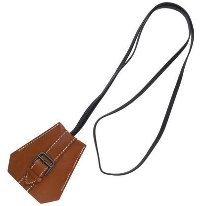 HERMES Clochette K-Stamp Leather Necklace Size ONE SIZE