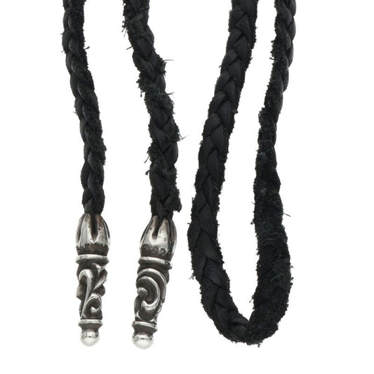 Chrome Hearts Scroll leather braid Black x Silver (Silver 10.08g)