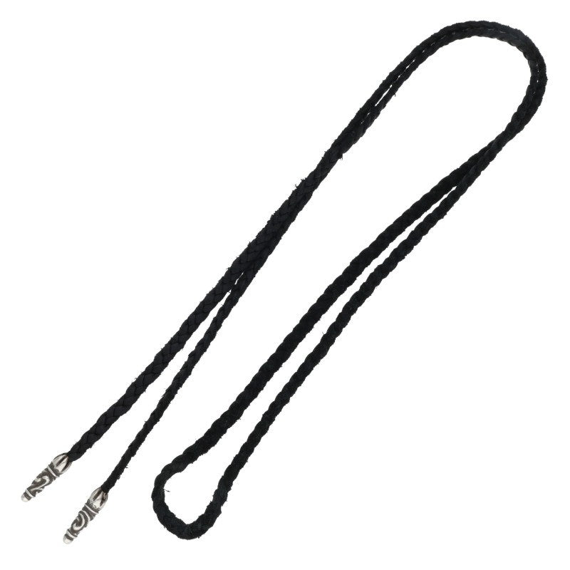 Chrome Hearts Scrolled Leather Braid Black x Silver (Silver 11.22g)