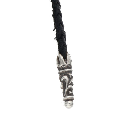 Chrome Hearts Scrolled Leather Braid Black x Silver (Silver 11.22g)
