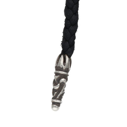 Chrome Hearts Scrolled Leather Braid Black x Silver (Silver 11.22g)