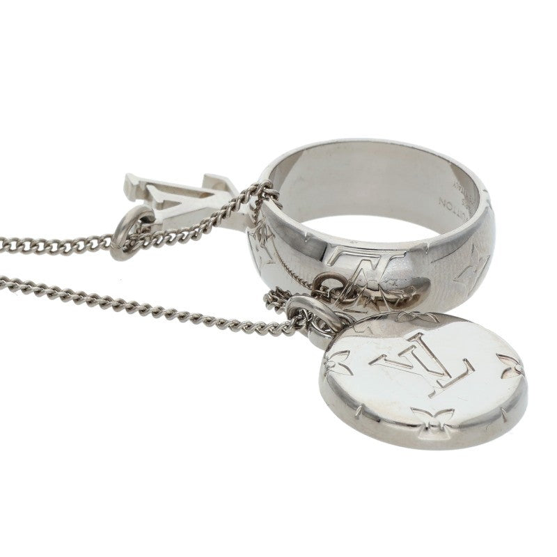 Louis Vuitton Silver Monogram Ring Necklace (Silver 15.74g)